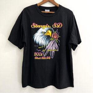 Sturgis, SD 61st Anniversary 2001 Black Hills Rally Graphic T-Shirt Bald Eagle